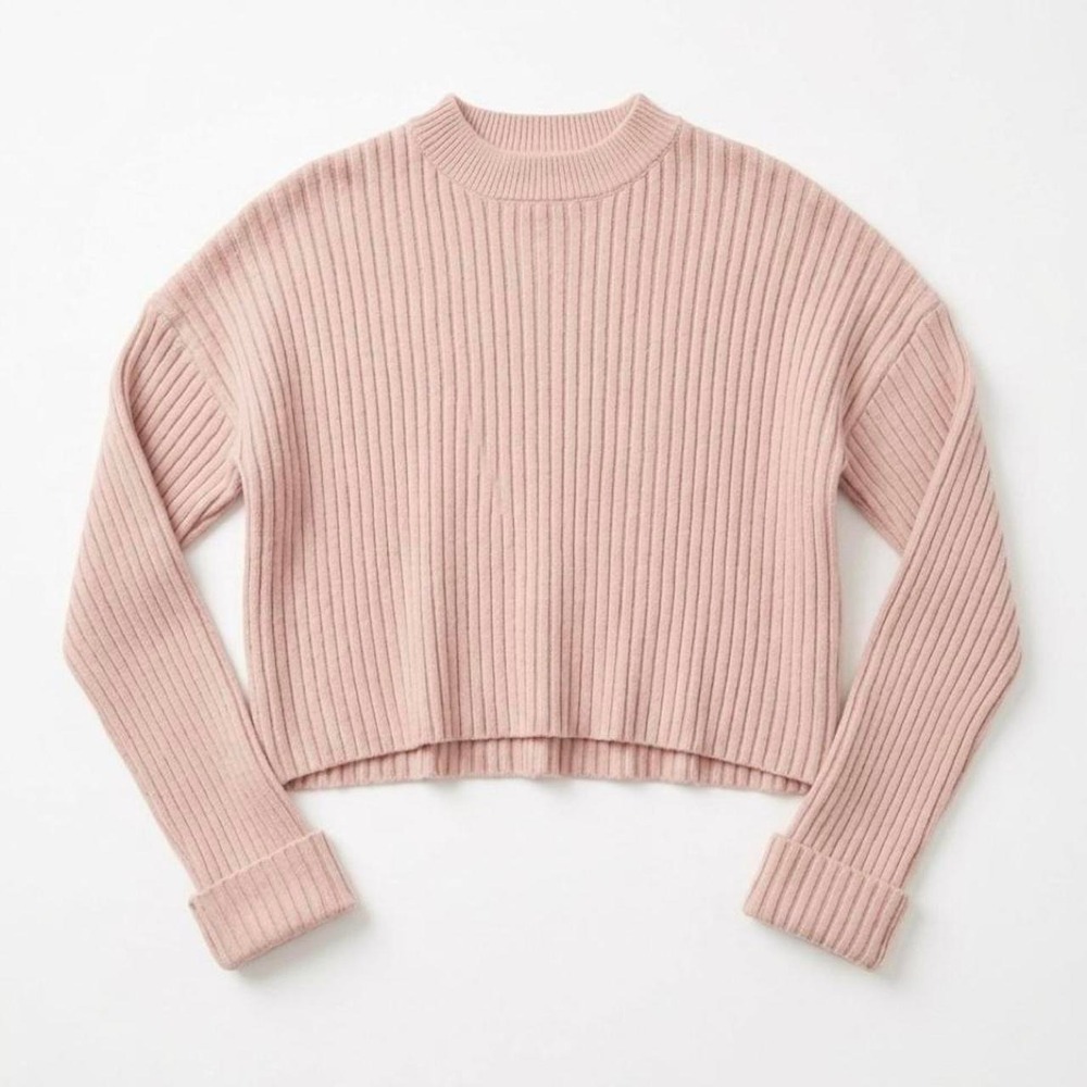 Sincerely Jules Pink Ribbed Mock Neck Crop Knit Sweater Women's Size Small